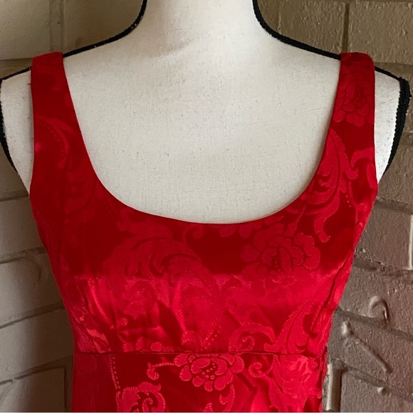 Vintage Zum Zum Prom Dress Maxi Gown Satin 90s Y2K Glam Open Back Jacquard 5 / 6 - Picture 4 of 12